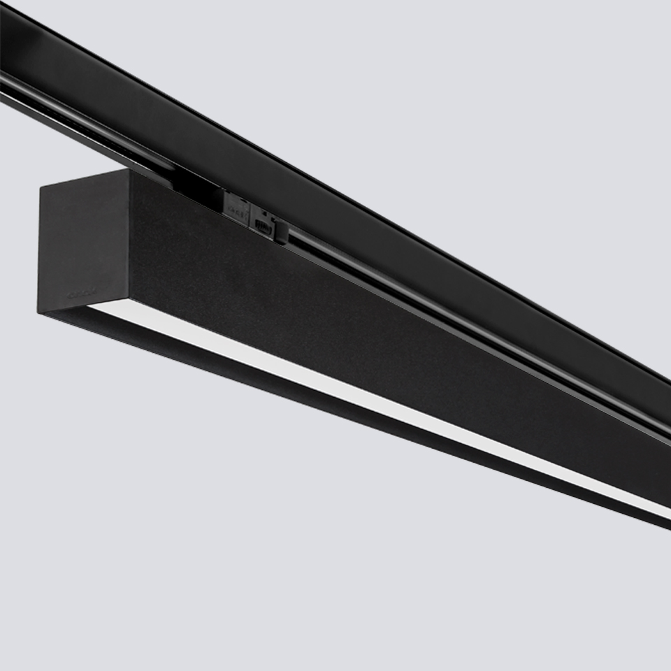 [LNRTA28D39ABS] TRACK LINE R LED Dali &gt;90º Diffusseur Ice 3000K Noir Satiné 281 cm / 56W